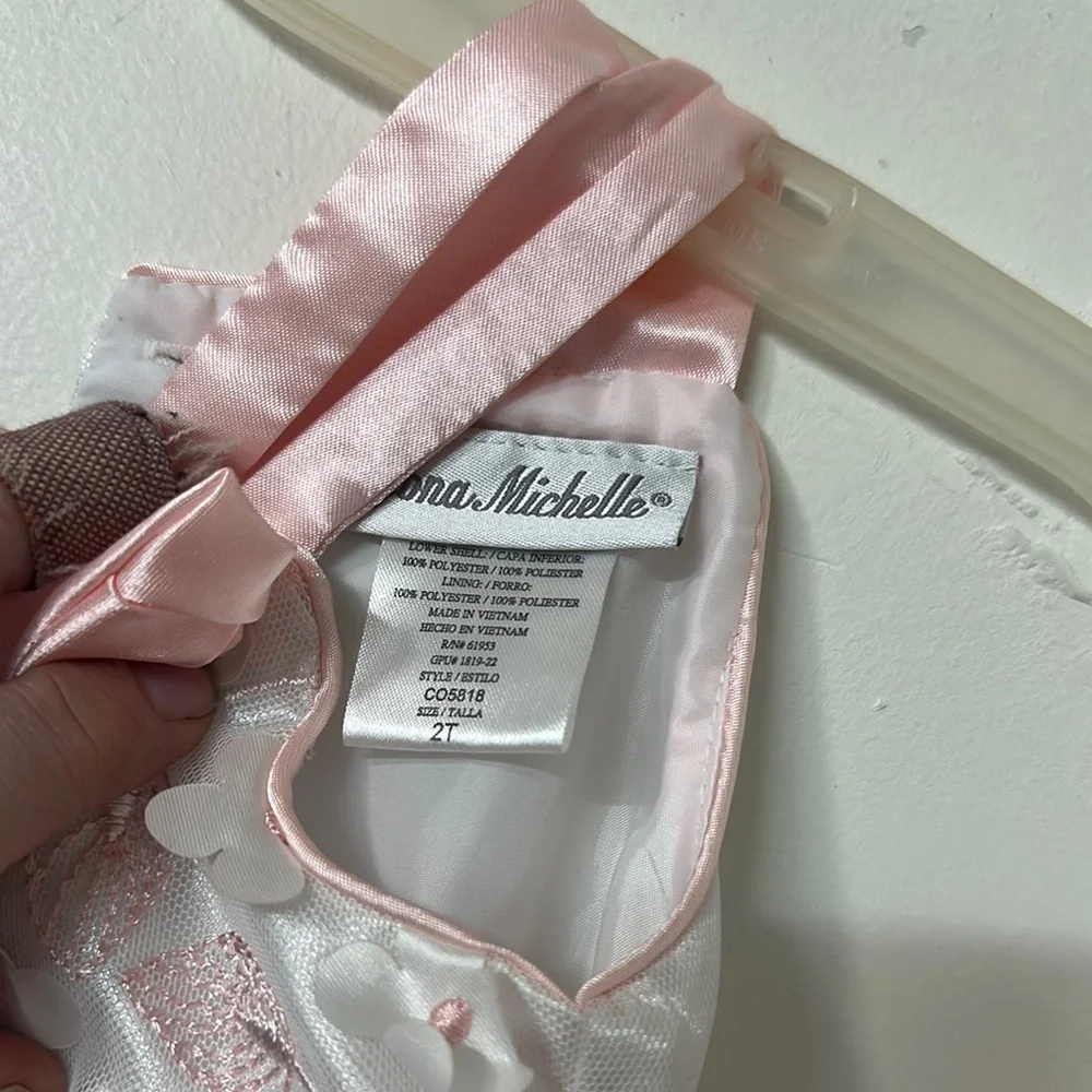 Jona Michelle Pink and White Floral Tulle Dress